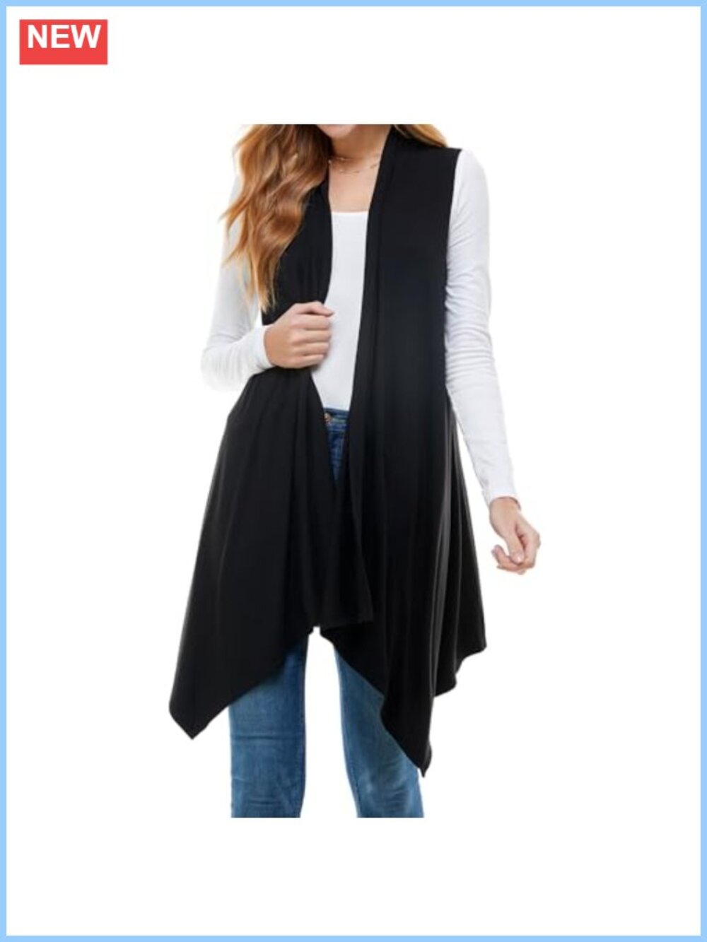 Sleeveless Open Front Cardigan Vest Lightweight Long Duster for Women